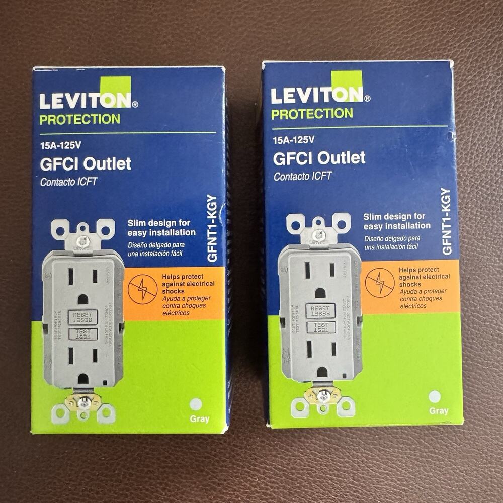 Leviton GFCI Outlet GFNT1-KGY Gray Lot Of 2